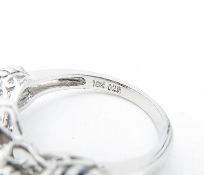 925 Silver & 18K GOLD  Smoky Topaz Two Tone Twist Solitaire Ring Sz 5  RG3945