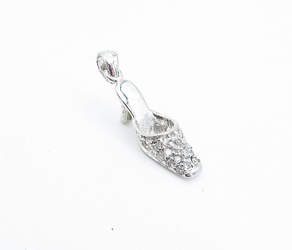925 Sterling Silver  Sparkling Cubic Zirconia Petite Shoe Motif Pendant PT3052