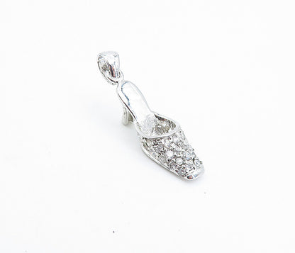 925 Sterling Silver  Sparkling Cubic Zirconia Petite Shoe Motif Pendant PT3052