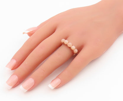 925 Sterling Silver Vintage Ring Gold Plated Round Moonstone Band  Sz 6  RG34215