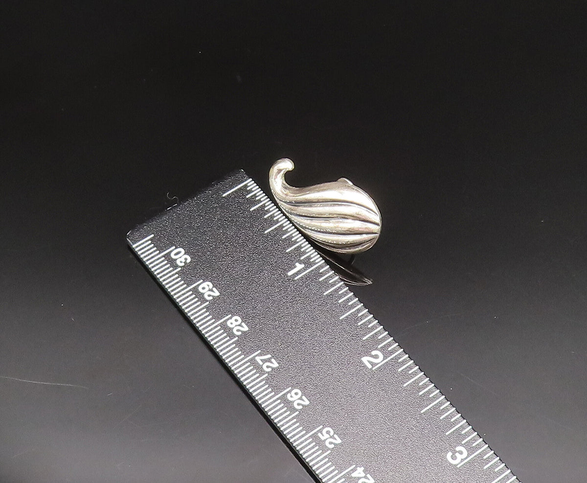JEWELART 925 Silver  Vintage Unique Ribbed Swirl Screw Back Earrings  EG11934