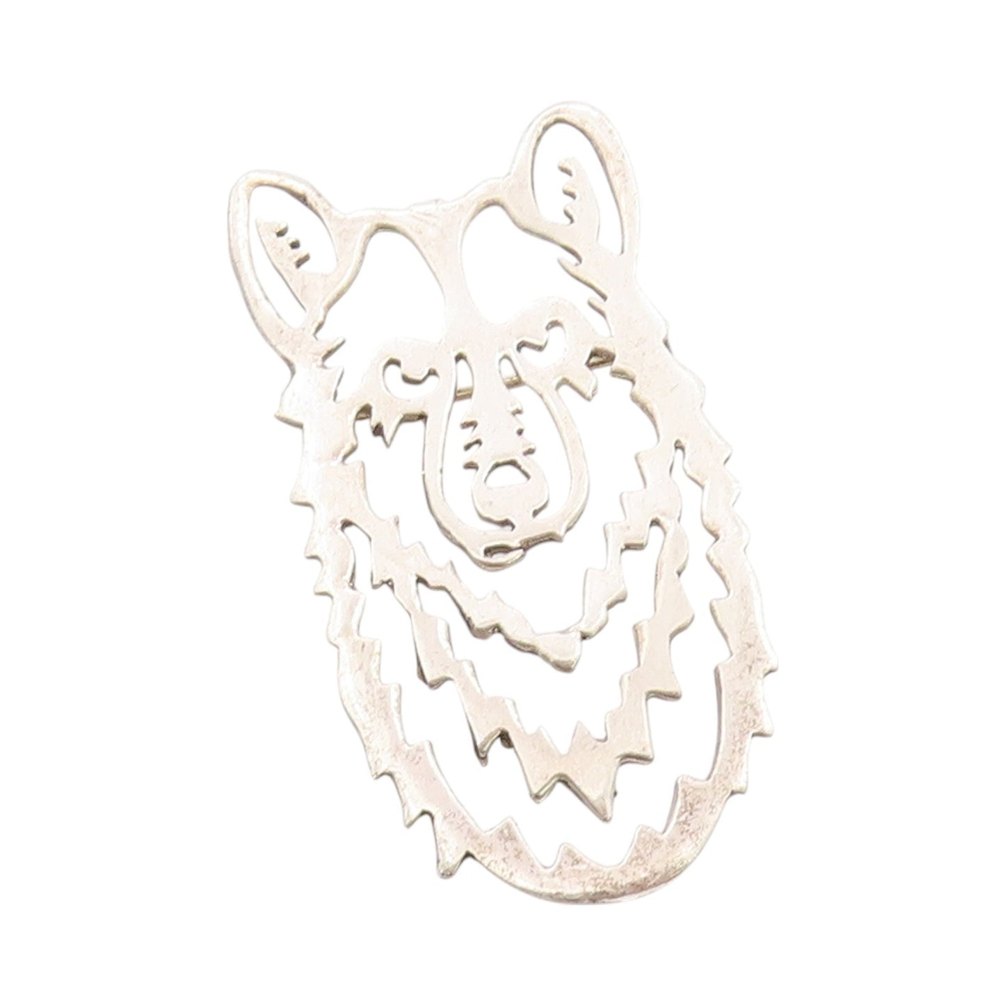 925 Sterling Silver Vintage Brooch Stencil Cutout Wolf Head BP11632