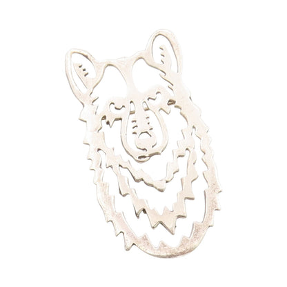 925 Sterling Silver Vintage Brooch Stencil Cutout Wolf Head BP11632
