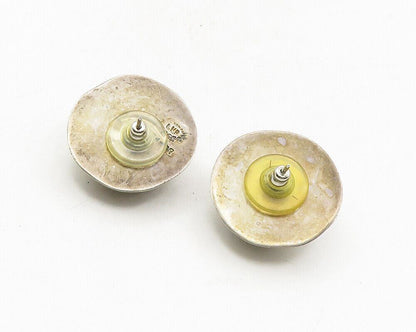 MEXICO 925 Sterling Silver  Vintage Round Fluted Dome Drop Earrings  EG5065