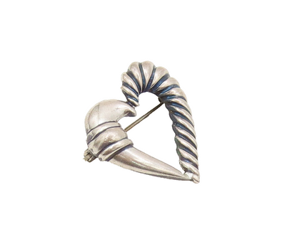 925 Sterling Silver Vintage Brooch Pin YURMAN Carved Rope Effect Heart  BP10598