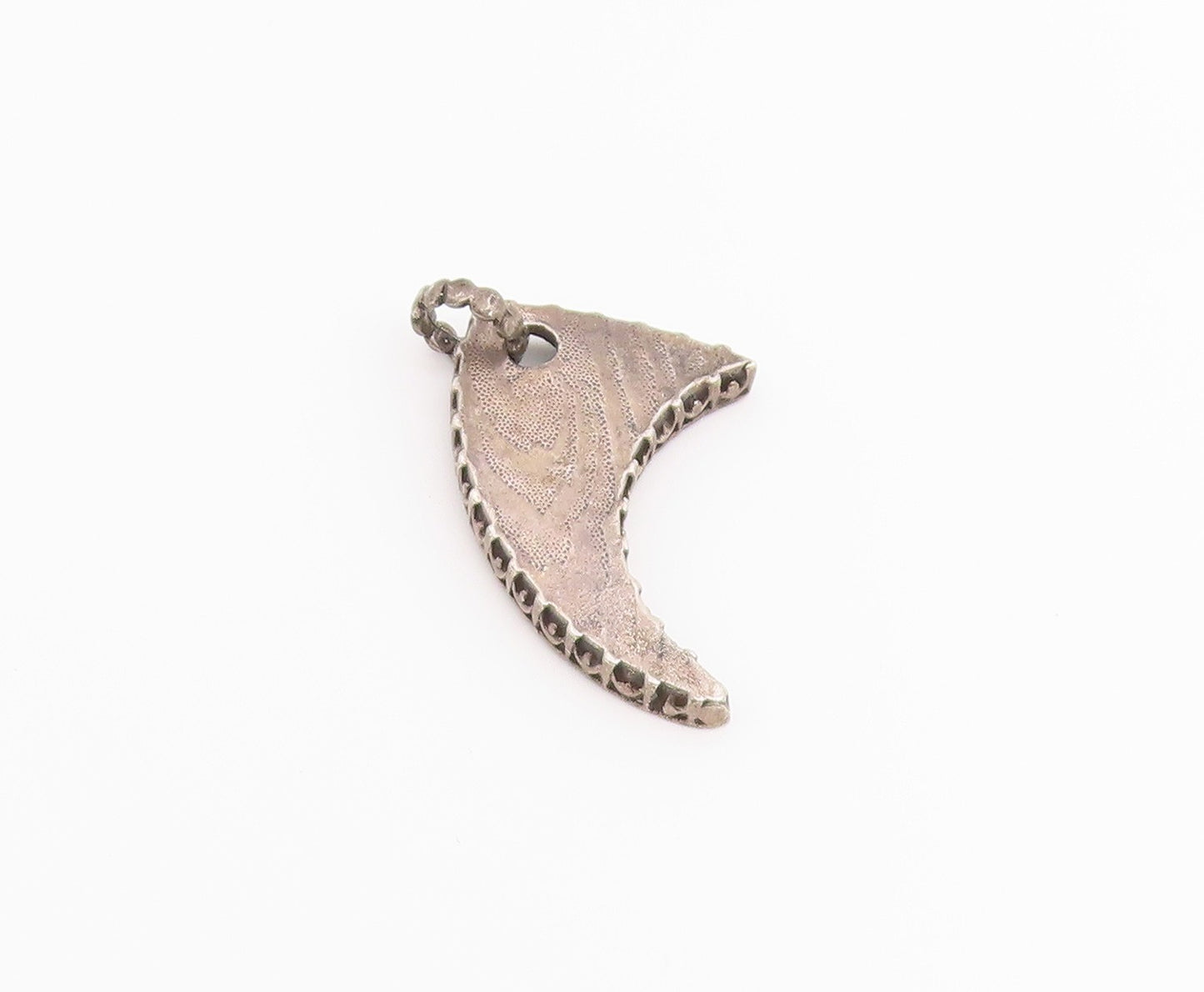 925 Sterling Silver Vintage Pendant Classic Textured Horned Moon Charm  PT26515