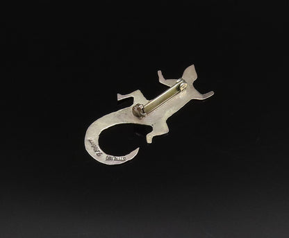 NELSON NAVAJO 925 Silver  Vintage Minimalist Etched Lizard Brooch Pin  BP9942