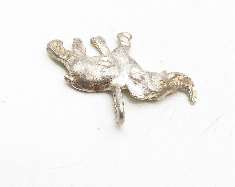 925 Sterling Silver  Vintage Petite Diamond Cut Elephant Drop Pendant  PT7548
