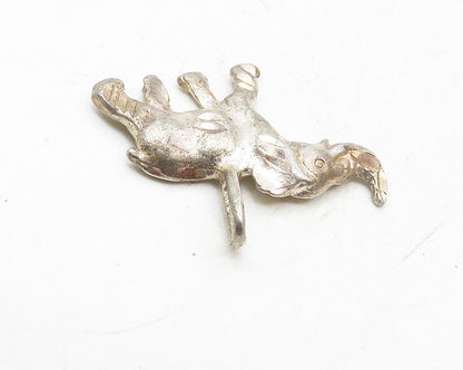 925 Sterling Silver  Vintage Petite Diamond Cut Elephant Drop Pendant  PT7548