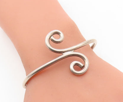 MEXICO 925 Sterling Silver  Vintage Bypass Swirl Design Cuff Bracelet  BT2988