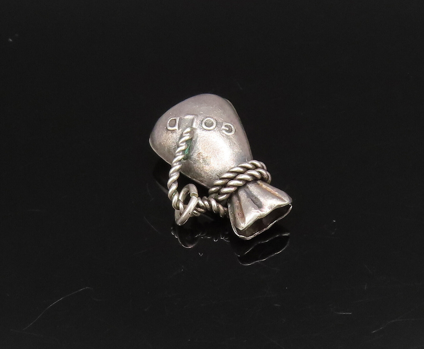 925 Sterling Silver  Vintage Sack Of Gold Charm Pendant  PT21632