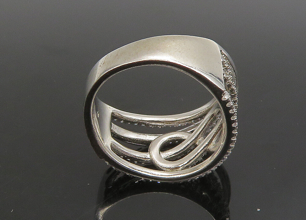 925 Silver   Vintage Shiny Topaz Infinity Split Shank Band Ring Sz 6  RG23364