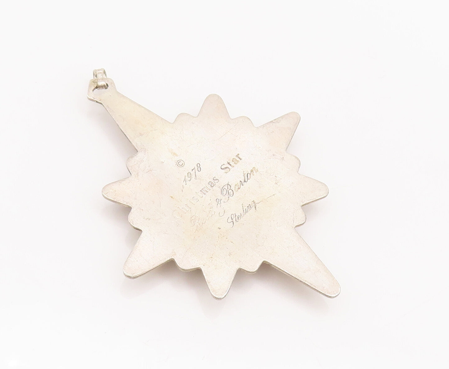 925 Sterling Silver Vintage Pendant REED & BATTON Carved Puffed Star  PT22653