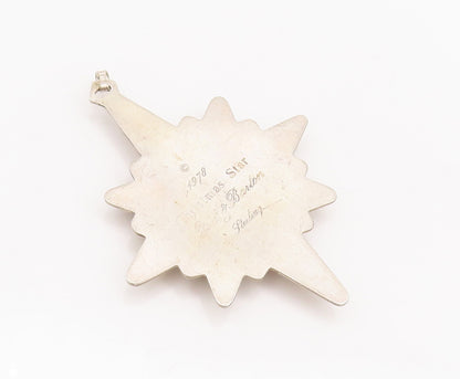 925 Sterling Silver Vintage Pendant REED & BATTON Carved Puffed Star  PT22653