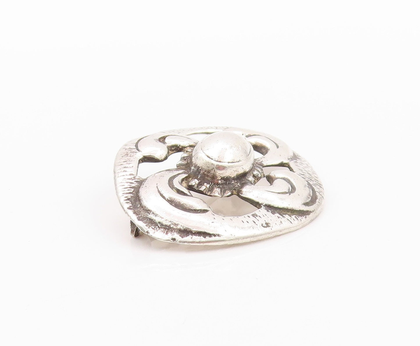925 Sterling Silver Vintage Brooch Antique Brutalist Cutout Flower  BP11587