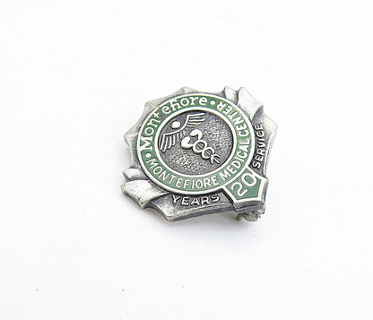 925 Sterling Silver  Vintage Enamel Medical Center Service Brooch Pin  BP2087