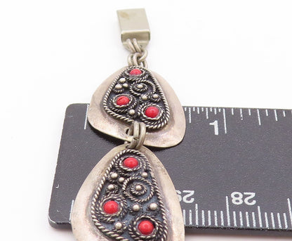 925 Sterling Silver Vintage Bracelet ISRAEL Rope Work Design Gemstones  BT11242