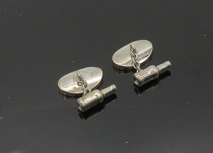 925 Sterling Silver  Vintage Shiny SAB Miller Stamped Oval Cufflinks  TR2871