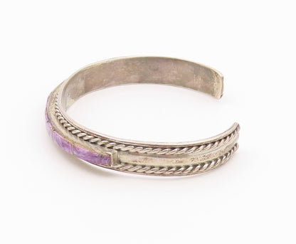 YAZZIE NAVAJO 925 Silver  Vintage Multi Charoite Braided Cuff Bracelet  BT9538
