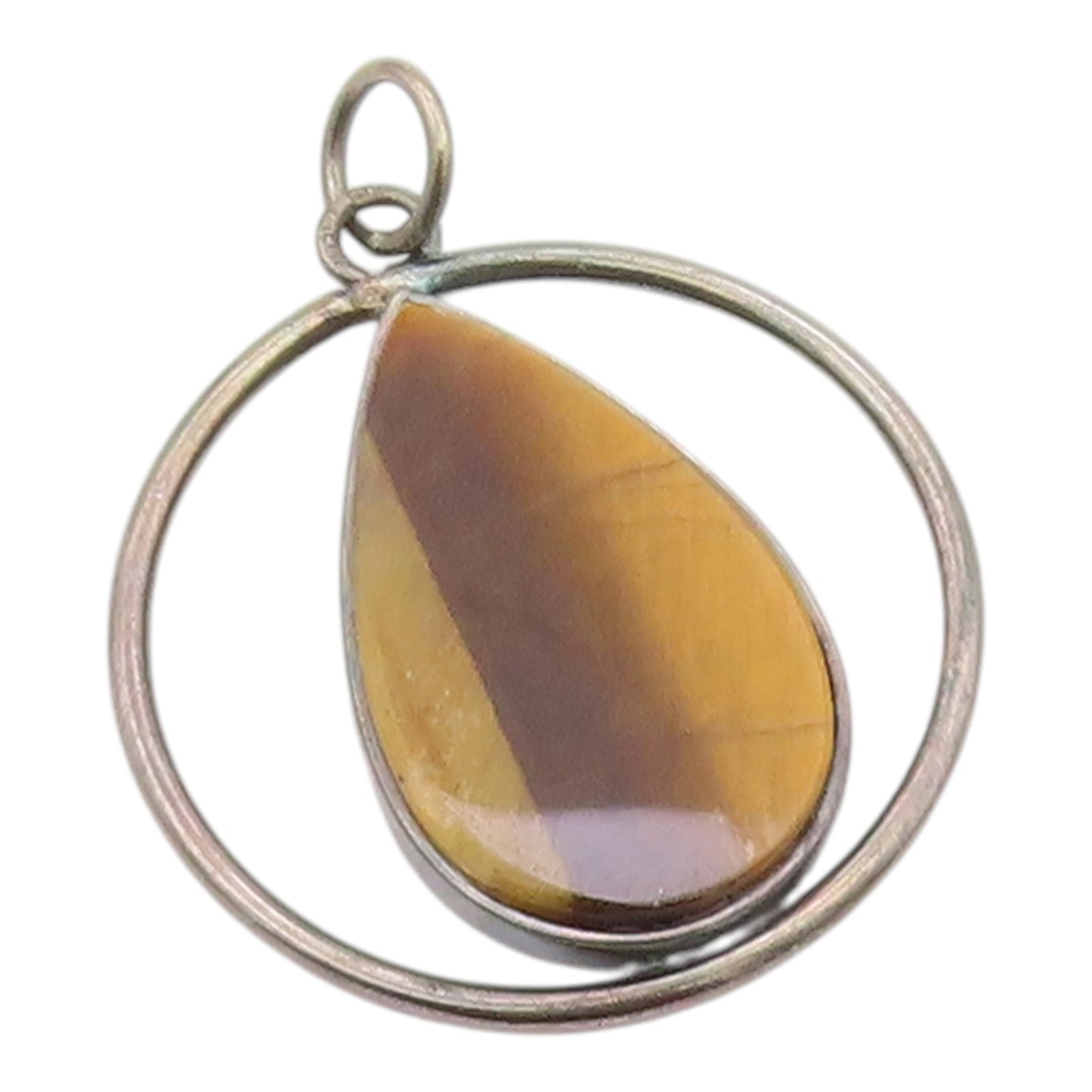 925 Sterling Silver Vintage Pendant Classic Tiger's Eye Geometric Charm  PT26349