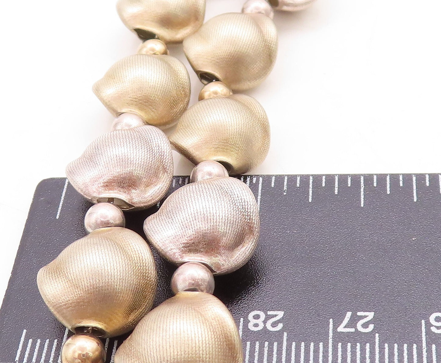 DOBBS BOSTON 925 Silver  Vintage 2 Tone Etched Beaded Chain Necklace  NE1148