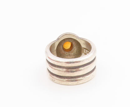 14k Gold & 925 Sterling Silver Vintage Ring ANITA SELINGER Amber  Sz 6  RG35759