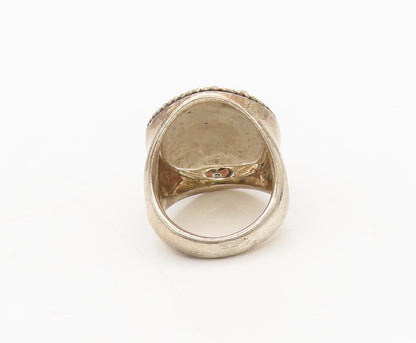 MICHAEL DAWKINS 925 Silver  Vintage Broad Solid Beaded Round Ring Sz 6 RG27515