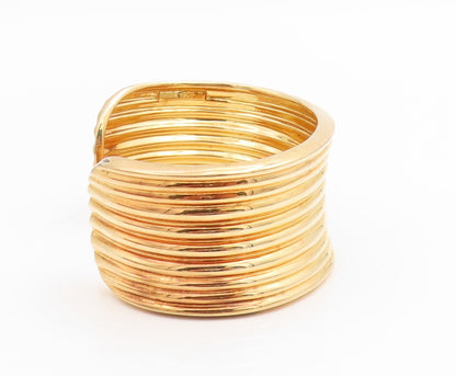 925 Sterling Silver Vintage Bracelet Gold Plated ROSS SIMON Ribbed Cuff  BT11834