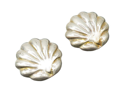 JMP MEXICO 925 Silver  Vintage Shiny Scalloped Non Pierce Earrings  EG9470