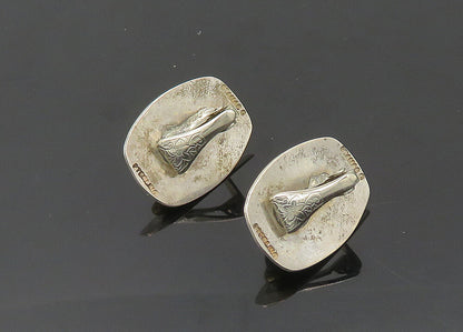 STAMAS 925 Sterling Silver  Vintage Agate 2 Tone Non Pierce Earrings  EG10185