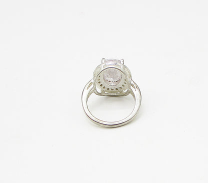 925 Silver  Vintage White Topaz & Cubic Zirconia Cocktail Ring Sz 8  RG3202