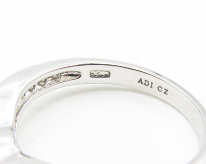 925 Sterling Silver  Petite White Topaz Shiny Band Ring Sz 7  RG10270