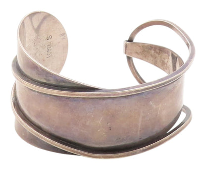 925 Sterling Silver Vintage Bracelet PAUL LOBEL Modernist Wavy Cuff  BT12127