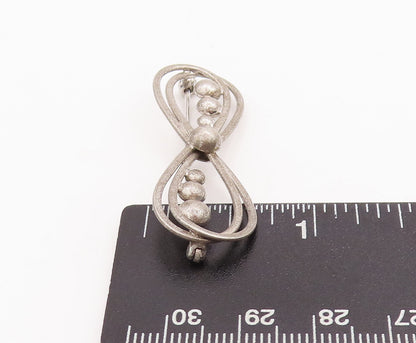925 Sterling Silver Vintage Brooch Pin Double Ribbon Cutout Beaded Bow  BP11114