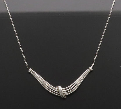 925 Sterling Silver  Vintage Elegant Carved Diamond Pendent Necklace  NE4079