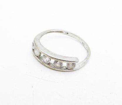 925 Sterling Silver Vintage Cubic Zirconia Bypass Band Ring Sz 6.5 RG5637