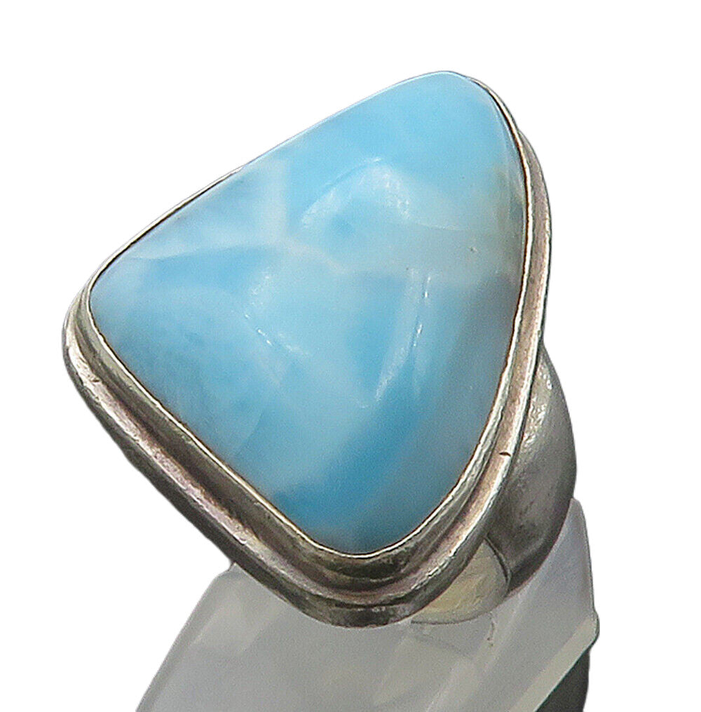 925 Sterling Silver  Vintage Cabochon Cut Larimar Cocktail Ring Sz 8  RG15484