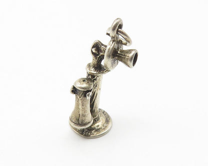 925 Sterling Silver  Vintage Petite Old Fashioned Telephone Pendant  PT8478