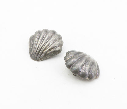 MEXICO 925 Sterling Silver  Vintage Scalloped Non Pierce Drop Earrings  EG4335