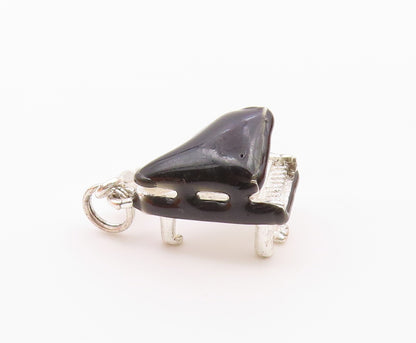 925 Sterling Silver  Vintage Enamel Coated Grand Piano Pendant  PT17529