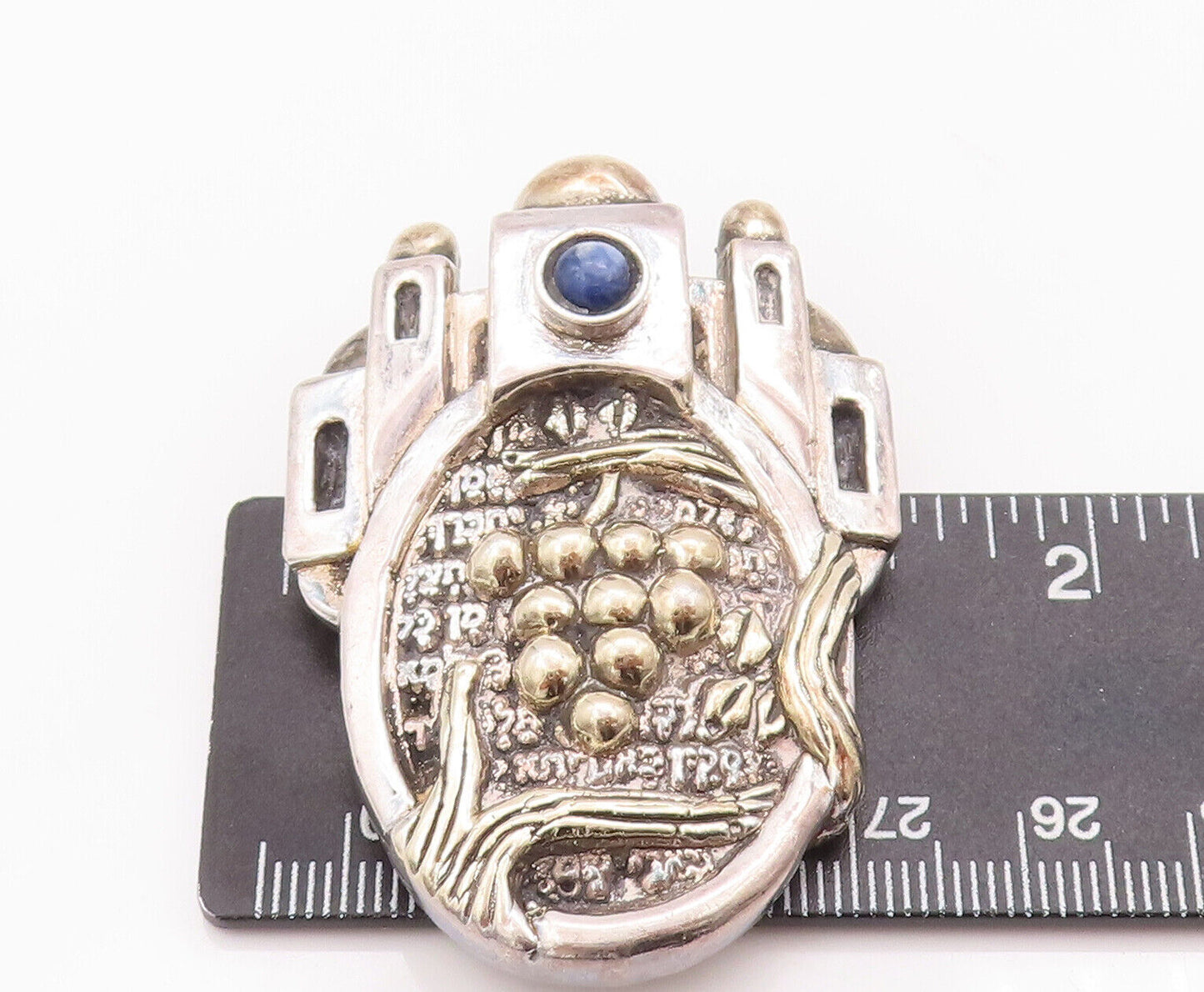 14k Gold 925 Sterling Silver Vintage Brooch Pin FRANK MEISLER Jerusalem  BP10802