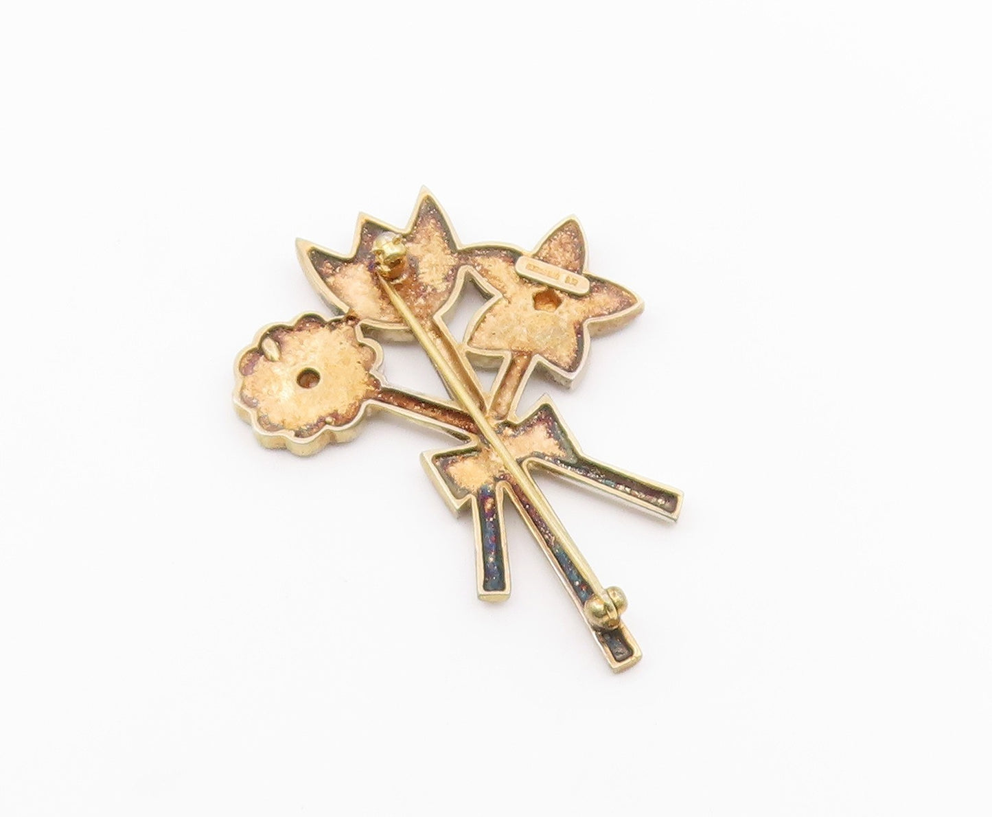 NANCY & RISE 925 Silver  Vintage Modernist Flower Bunch Brooch Pin  BP6678