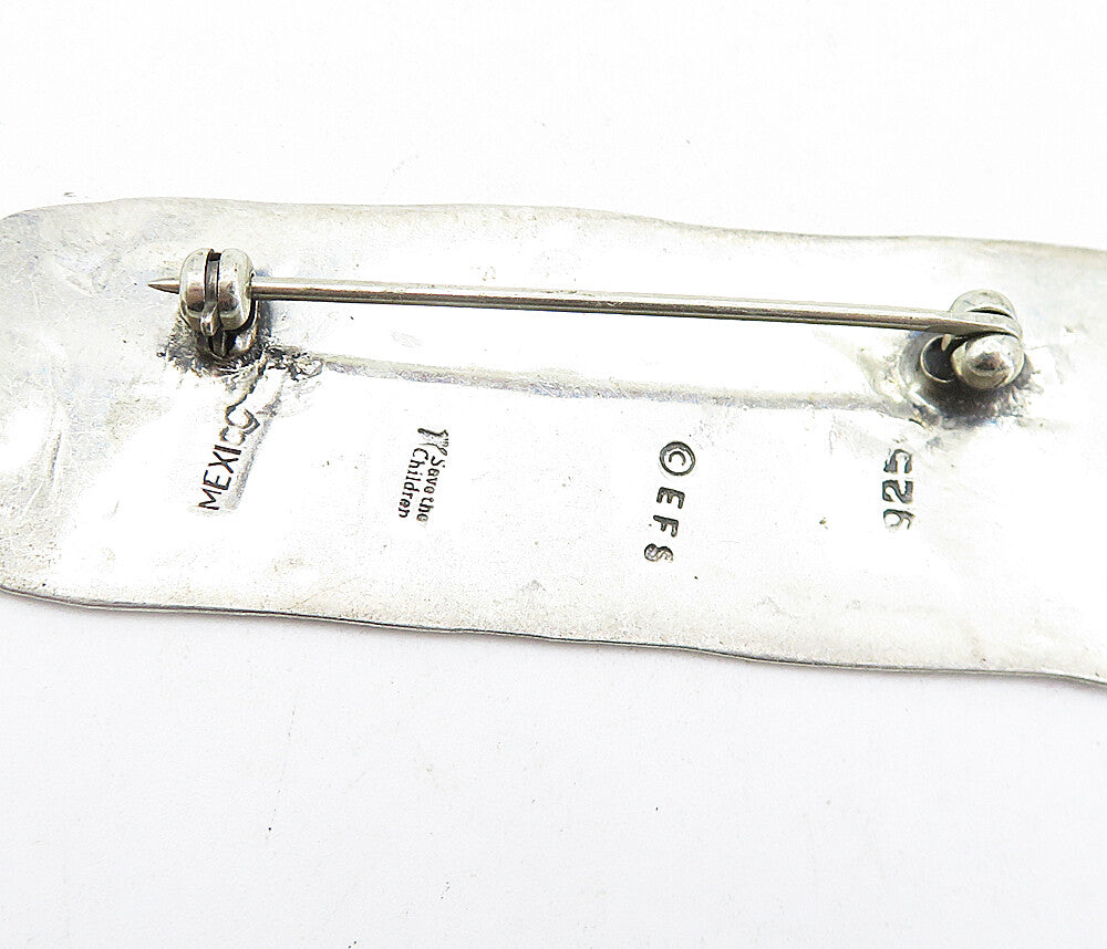 E.F.S. MEXICO 925 Silver  Vintage Children Holding Hands Brooch Pin  BP1587