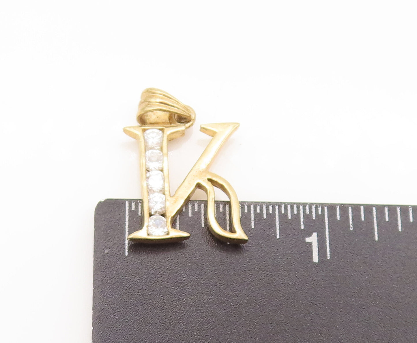 925 Sterling Silver  Vintage Gold Plated Calligraphy Cutout K Pendant  PT22334