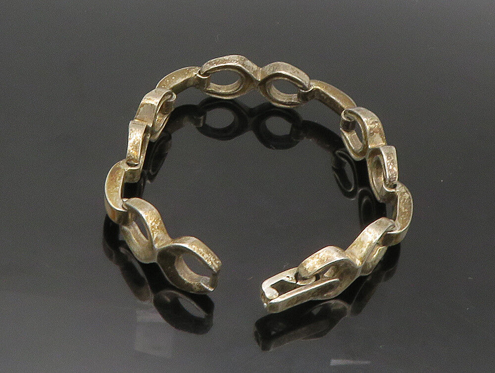 EUROPE 925 Sterling Silver  Vintage Anchor link Hinge Chain Bracelet  BT9312