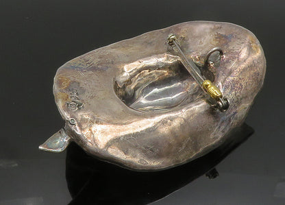 ISRAEL 925 Sterling Silver  Vintage Two Tone Sculpted Hat Brooch Pin  BP7865