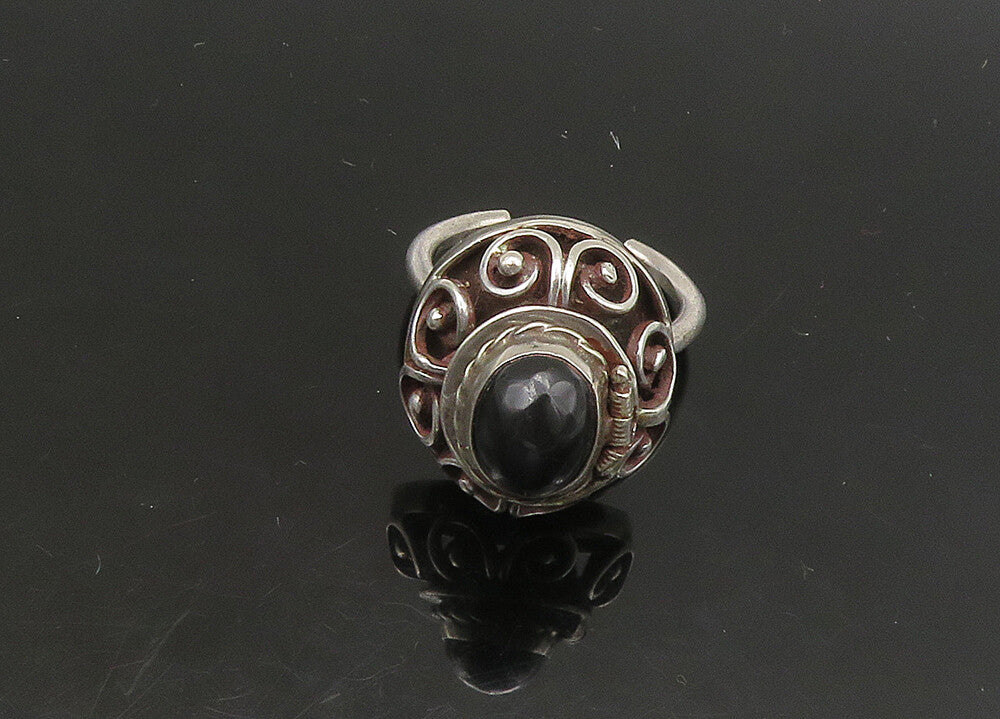 925 Silver  Vintage Black Onyx Adjustable Cocktail Ring Sz 8 (OPENS)  RG22954
