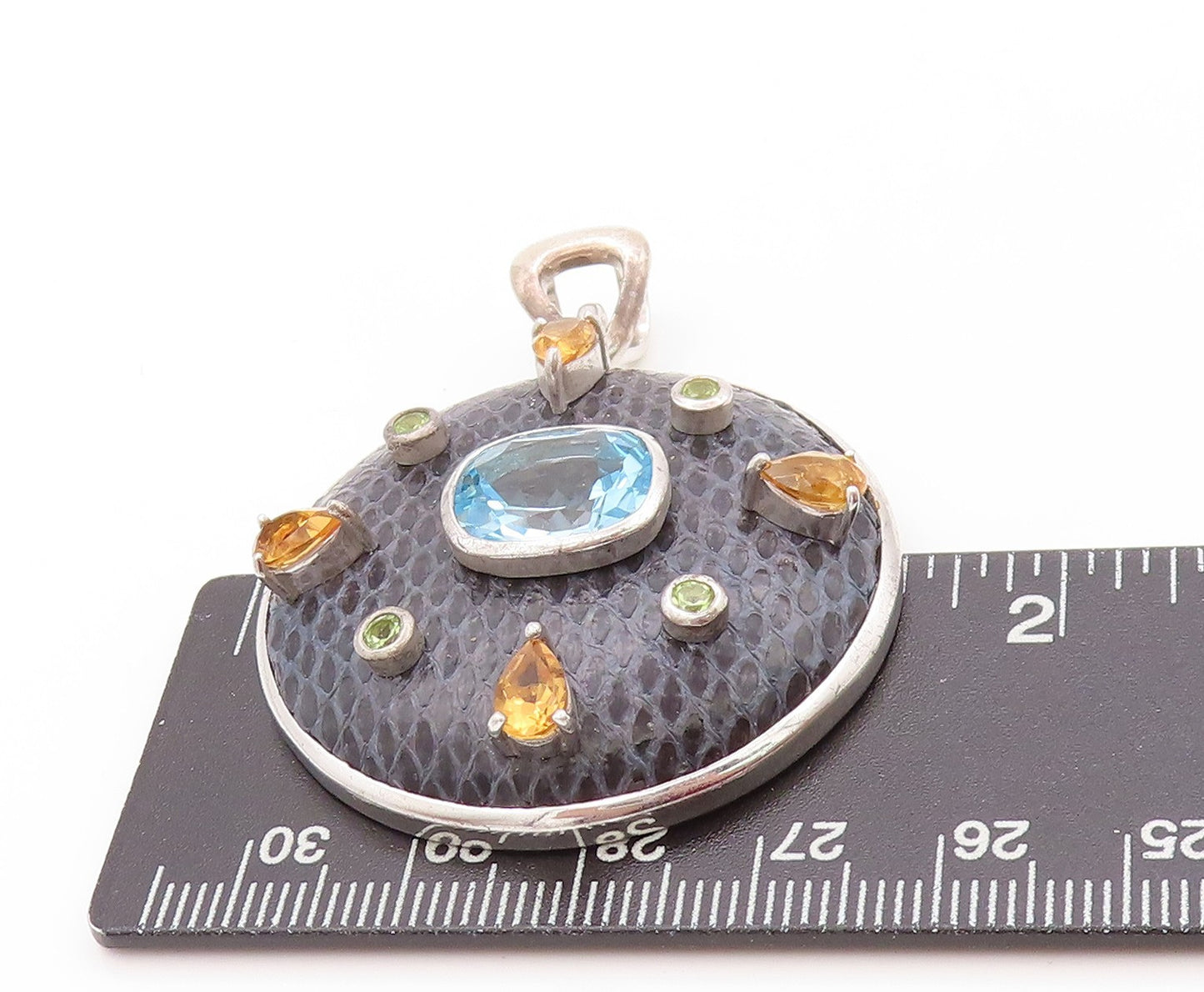 925 Sterling Silver Vintage Pendant CHI BY FALCHI Peridot Citrine Topaz  PT24141