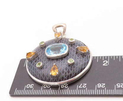 925 Sterling Silver Vintage Pendant CHI BY FALCHI Peridot Citrine Topaz  PT24141