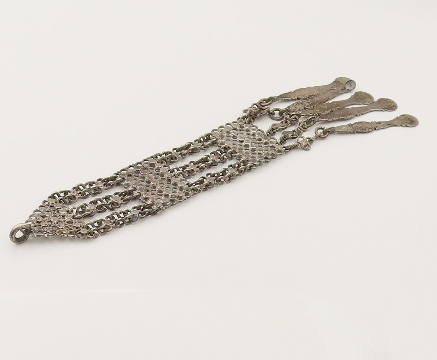 925 Sterling Silver  Vintage Ornate Chain Dangling Long Pendant  PT21981